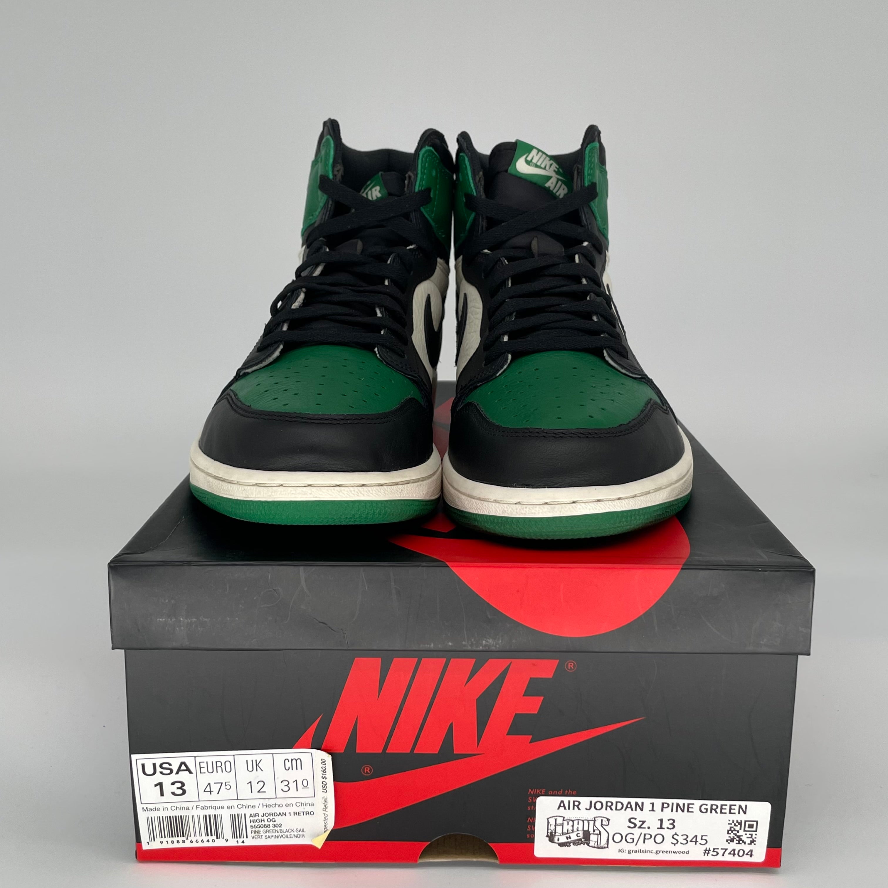 AIR JORDAN 1 PINE GREEN SIZE 13 555088-302