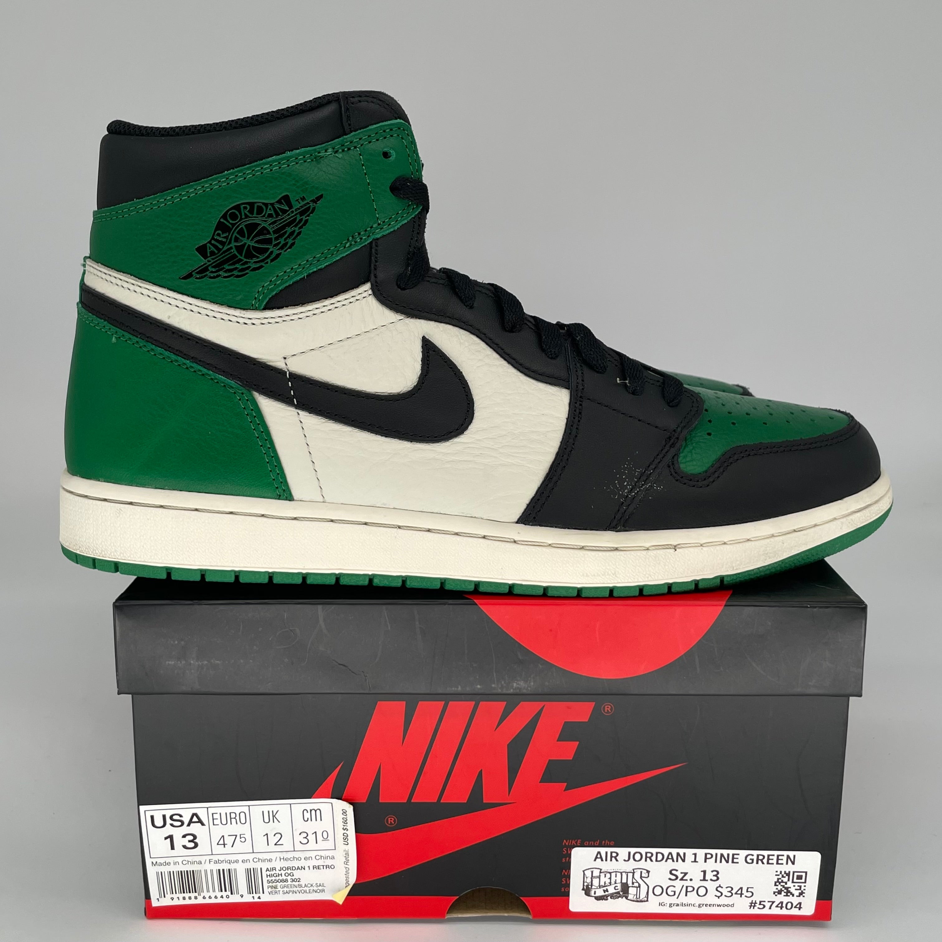 AIR JORDAN 1 PINE GREEN SIZE 13 555088-302