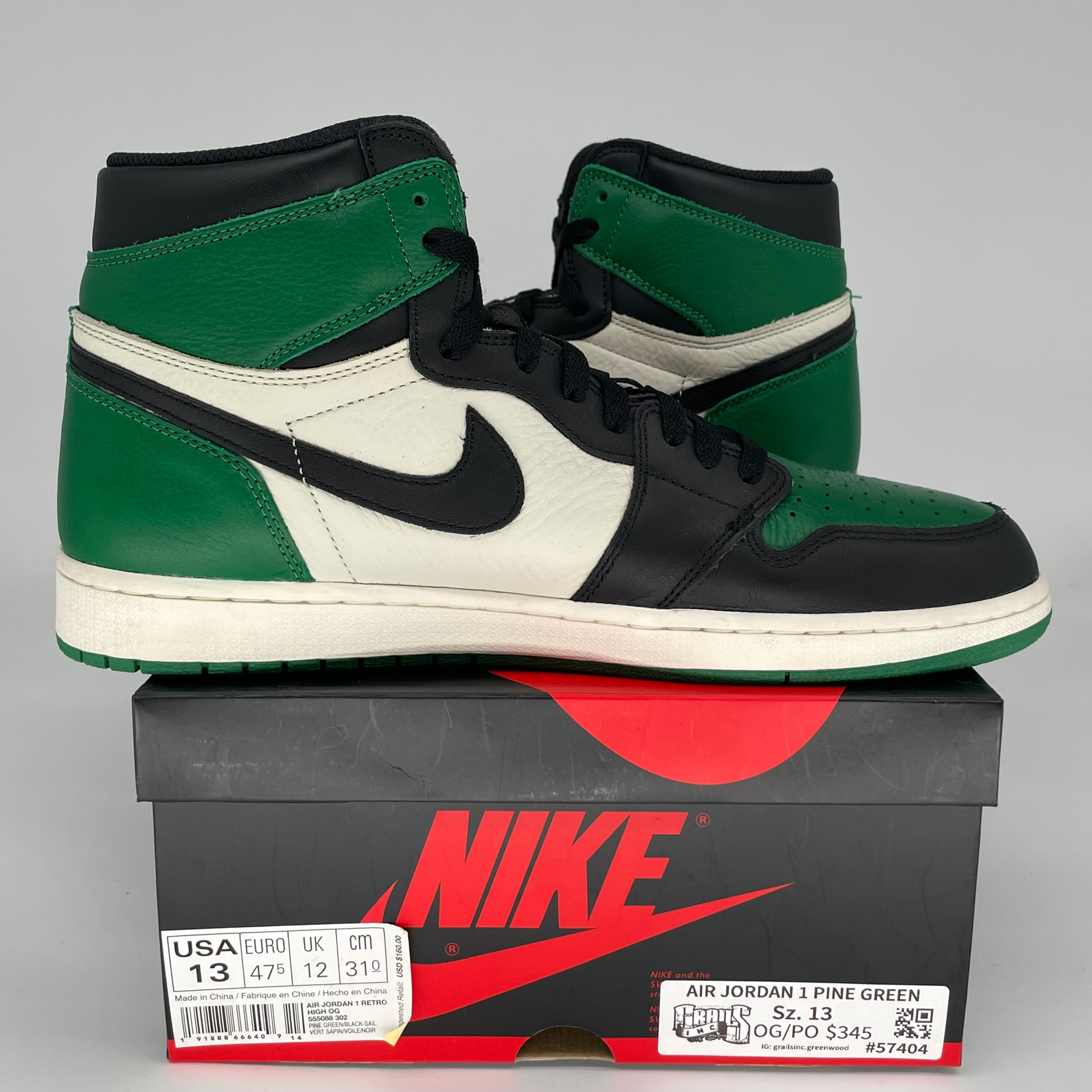 AIR JORDAN 1 PINE GREEN SIZE 13 555088-302