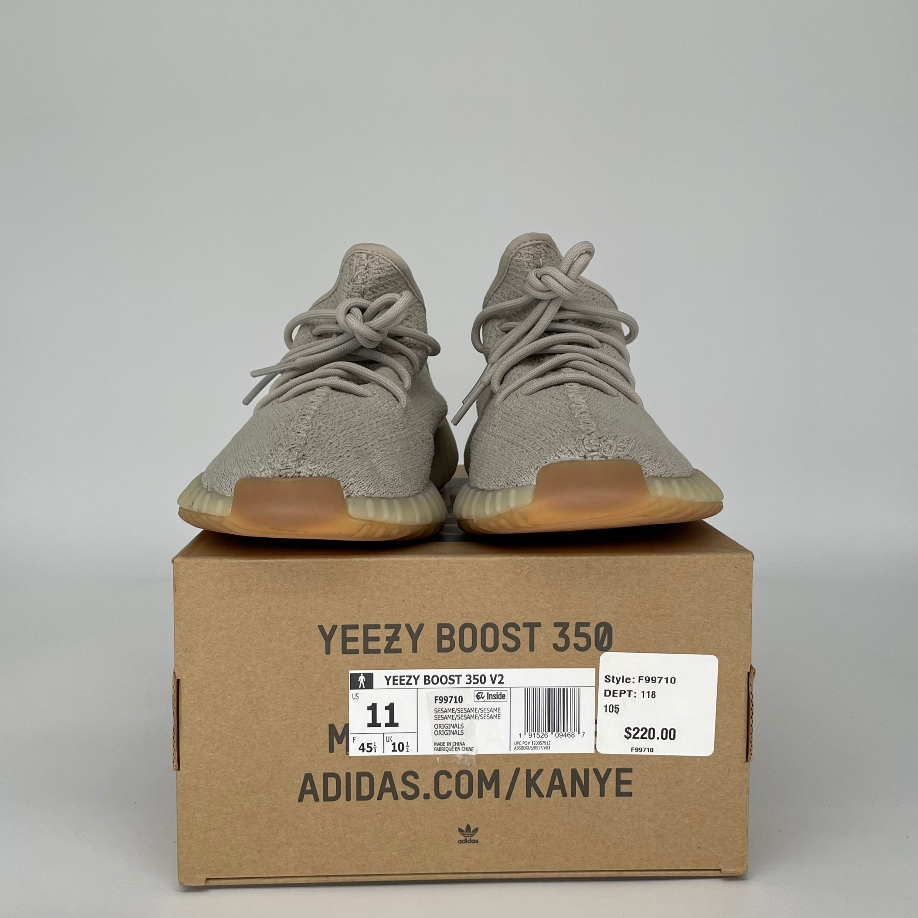 ADIDAS YEEZY 350 V2 SESAME SIZE 11 F99710