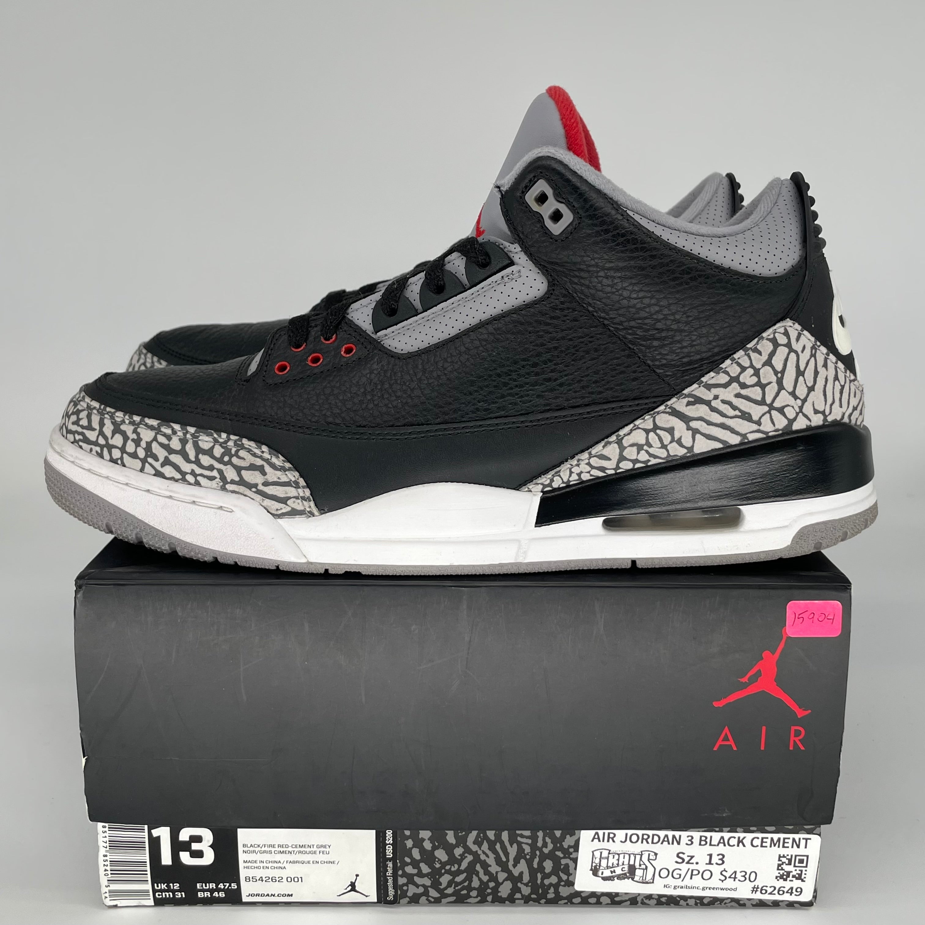 AIR JORDAN 3 BLACK CEMENT SIZE 13 854262-001