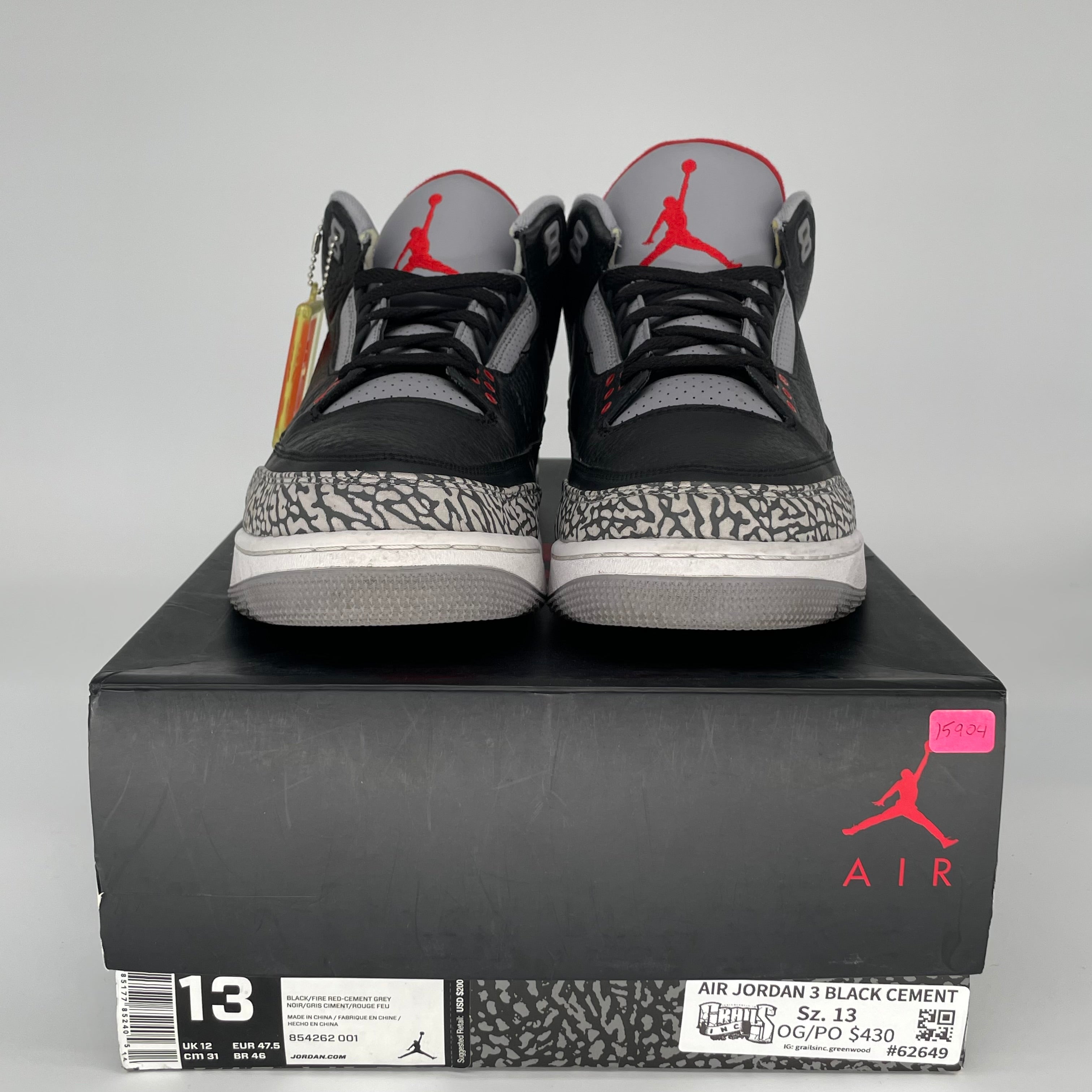 AIR JORDAN 3 BLACK CEMENT SIZE 13 854262-001