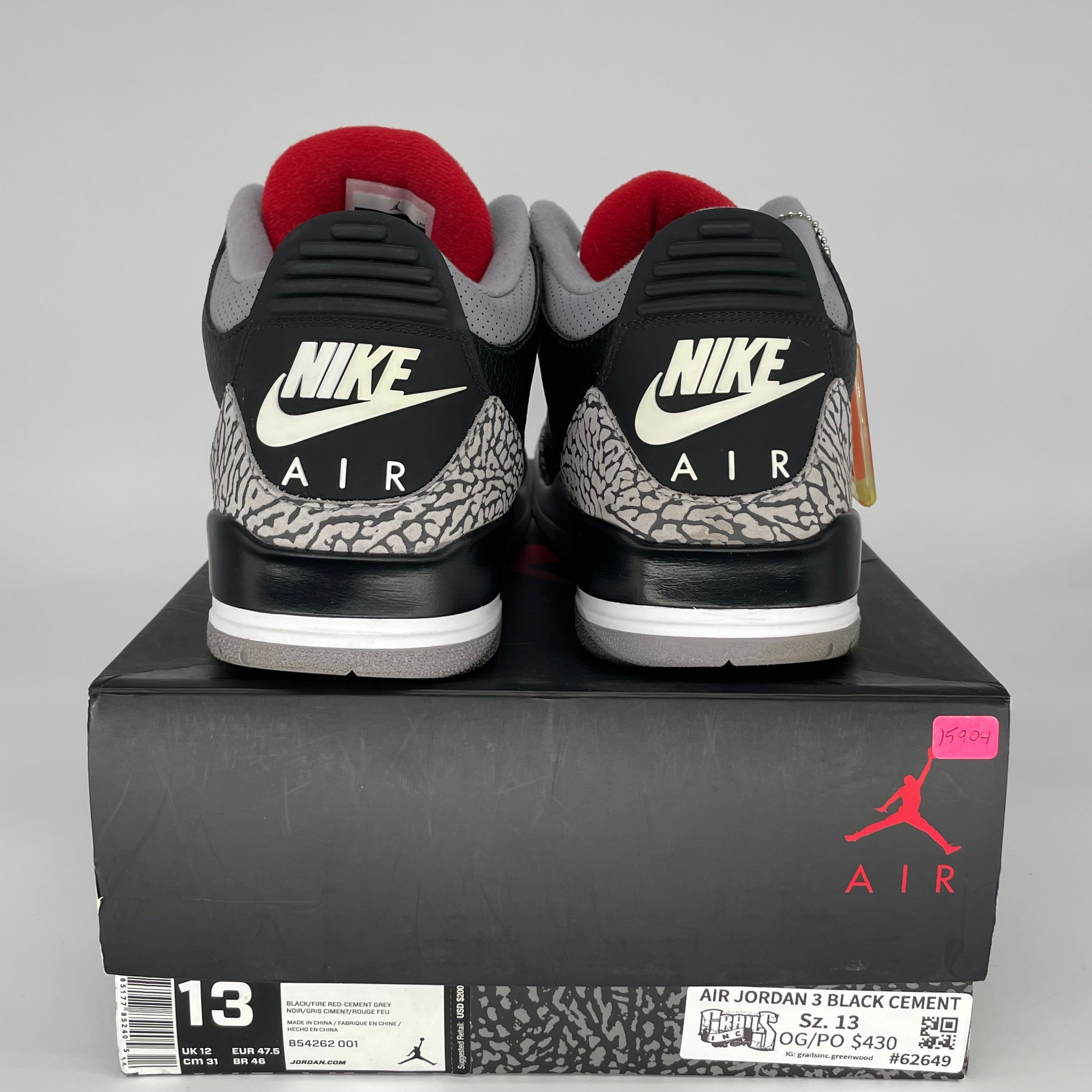 AIR JORDAN 3 BLACK CEMENT SIZE 13 854262-001