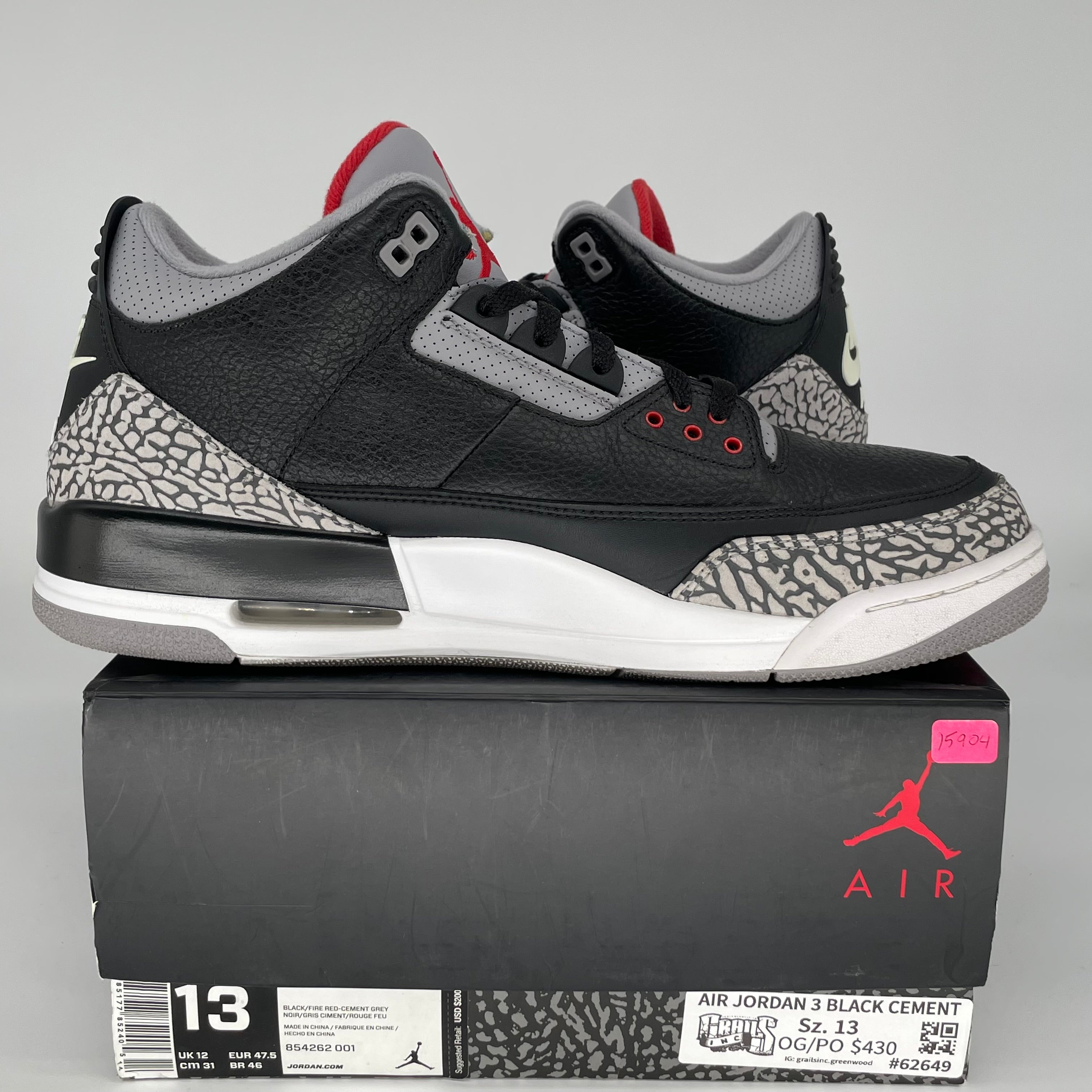 AIR JORDAN 3 BLACK CEMENT SIZE 13 854262-001