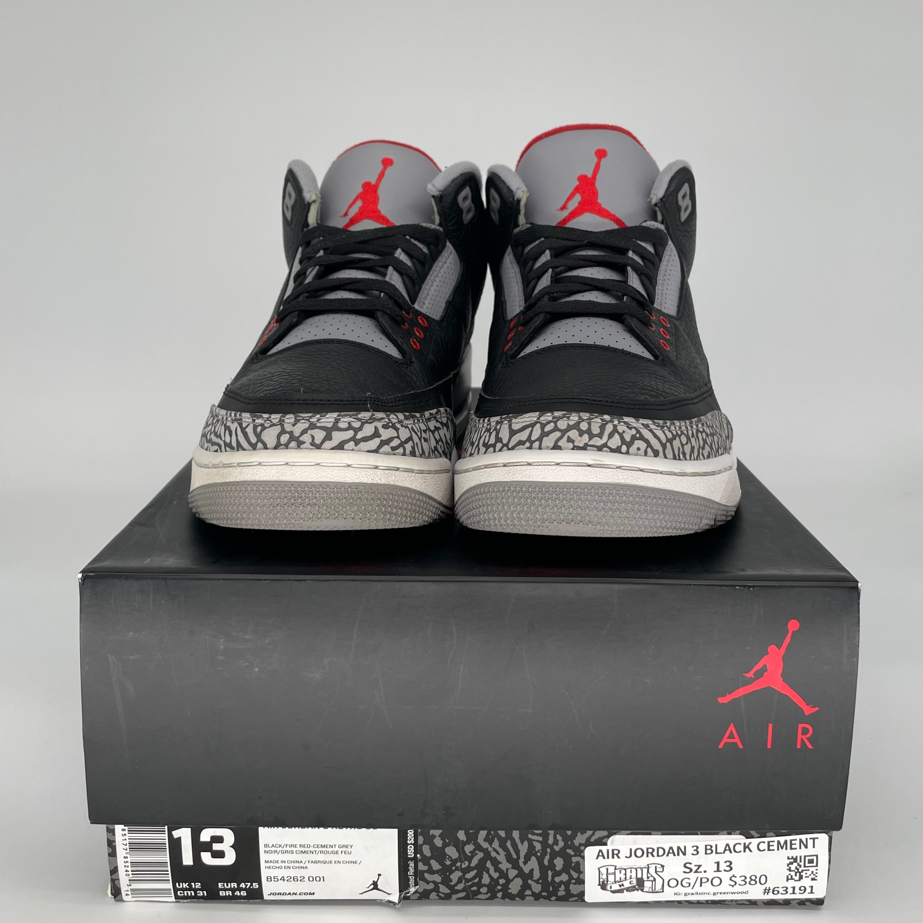 AIR JORDAN 3 BLACK CEMENT SIZE 13 854262-001