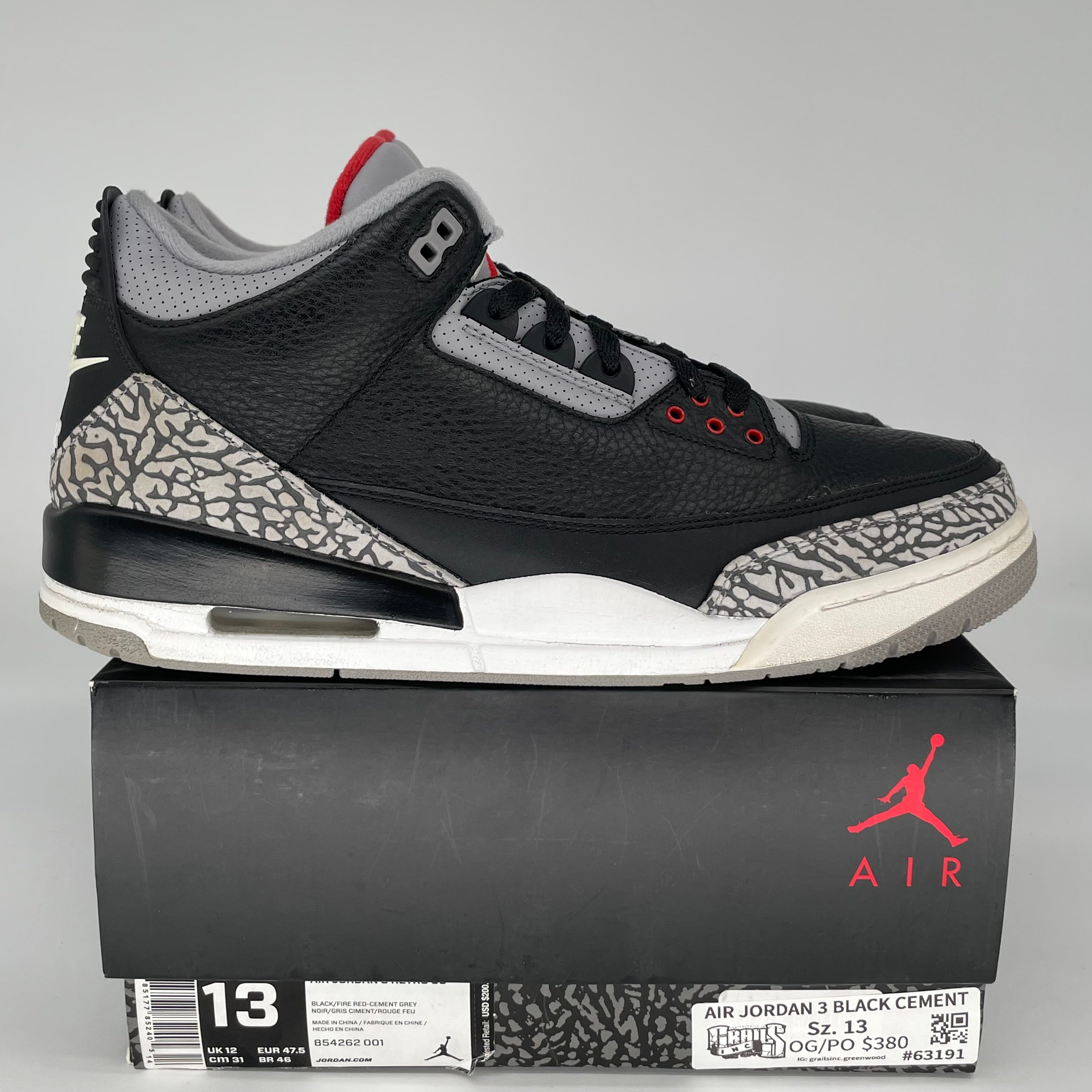 AIR JORDAN 3 BLACK CEMENT SIZE 13 854262-001