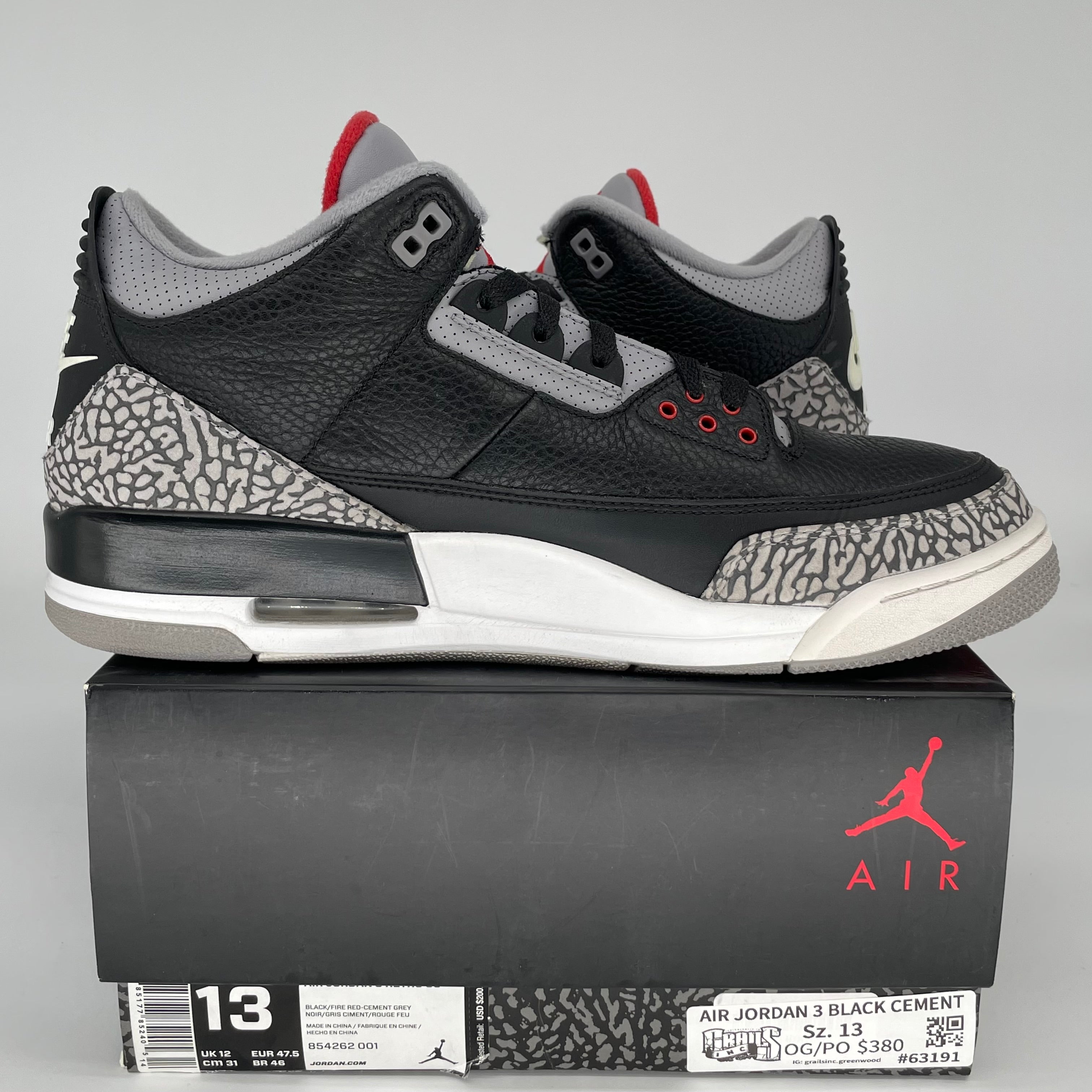 AIR JORDAN 3 BLACK CEMENT SIZE 13 854262-001