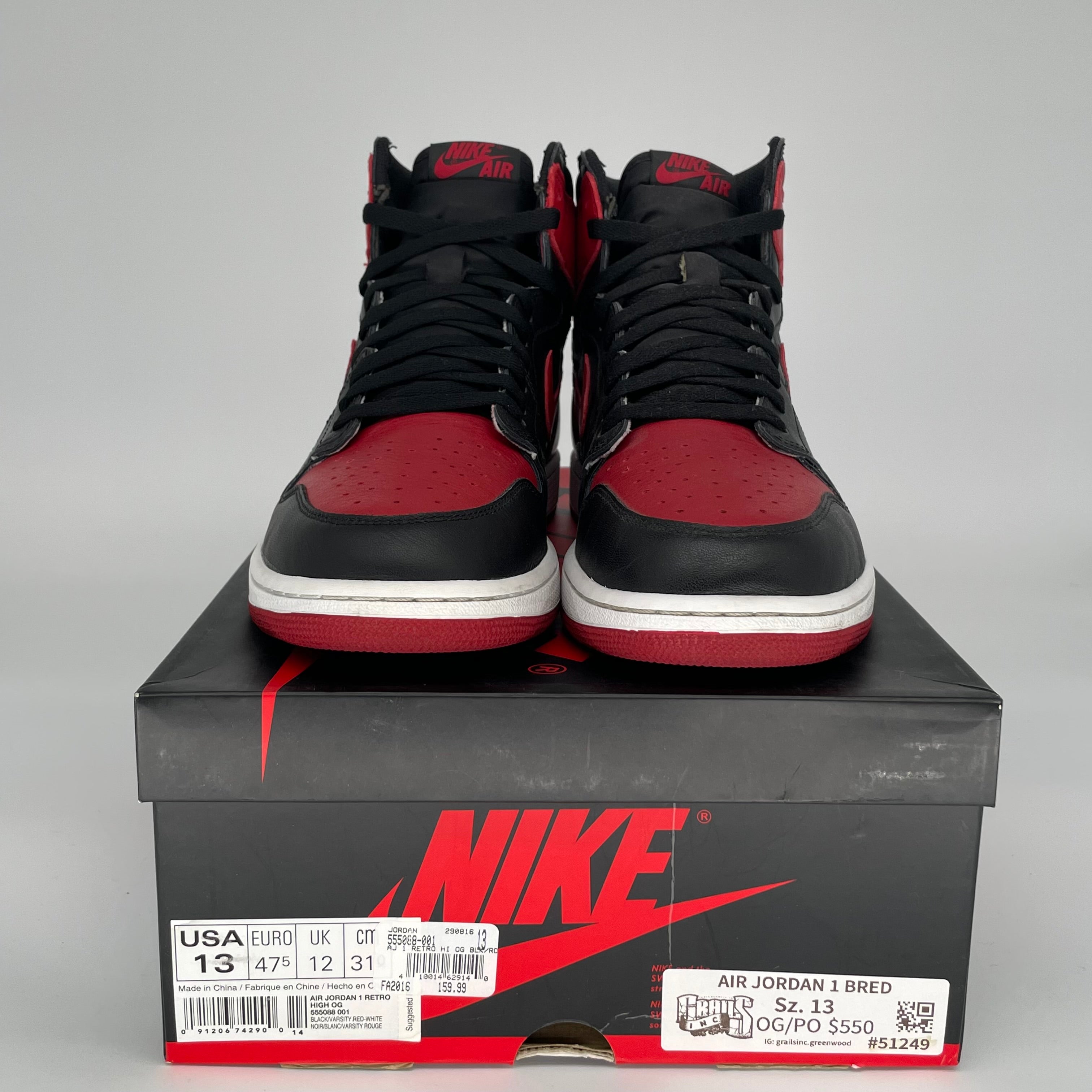 AIR JORDAN 1 BRED SIZE 13 555088-001