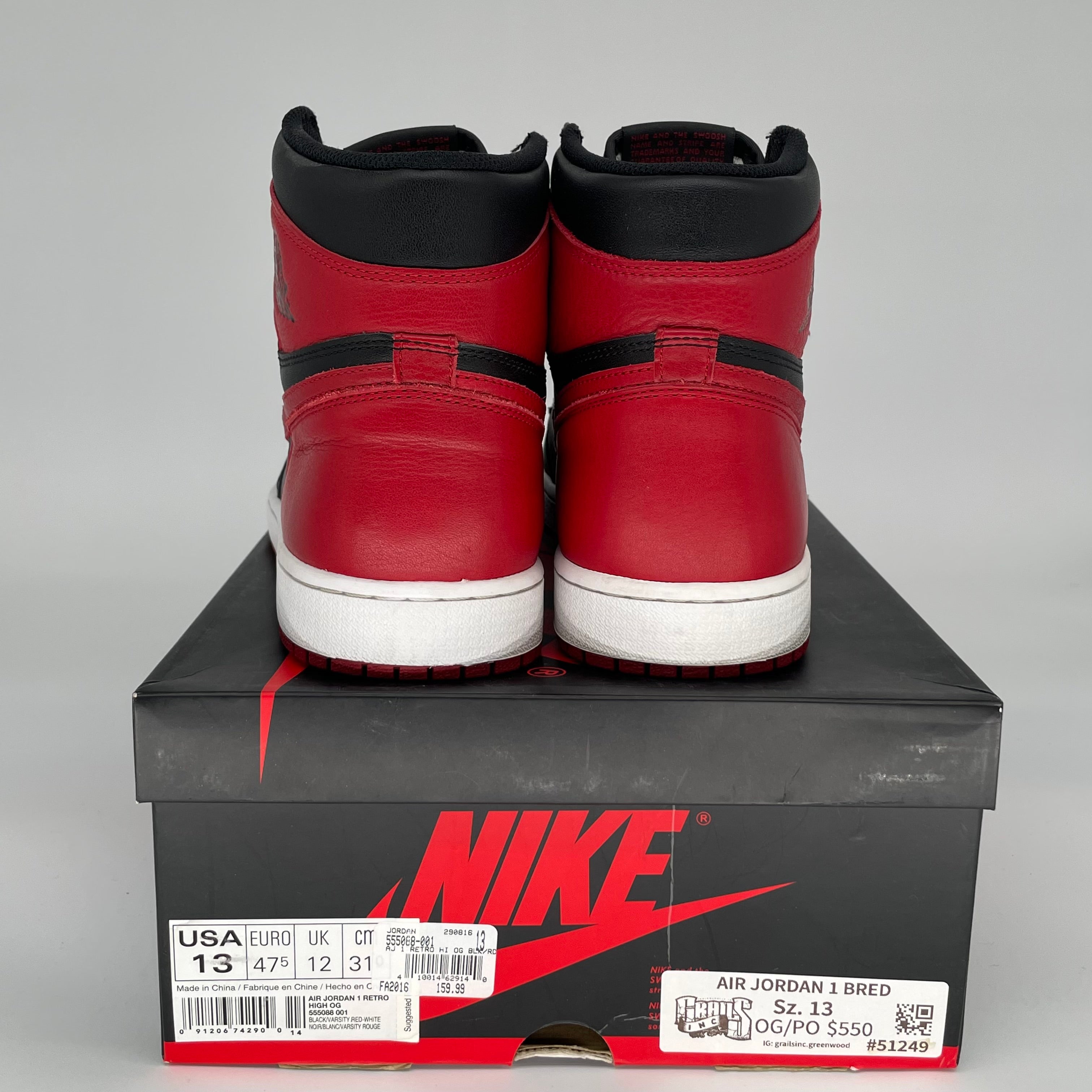 AIR JORDAN 1 BRED SIZE 13 555088-001