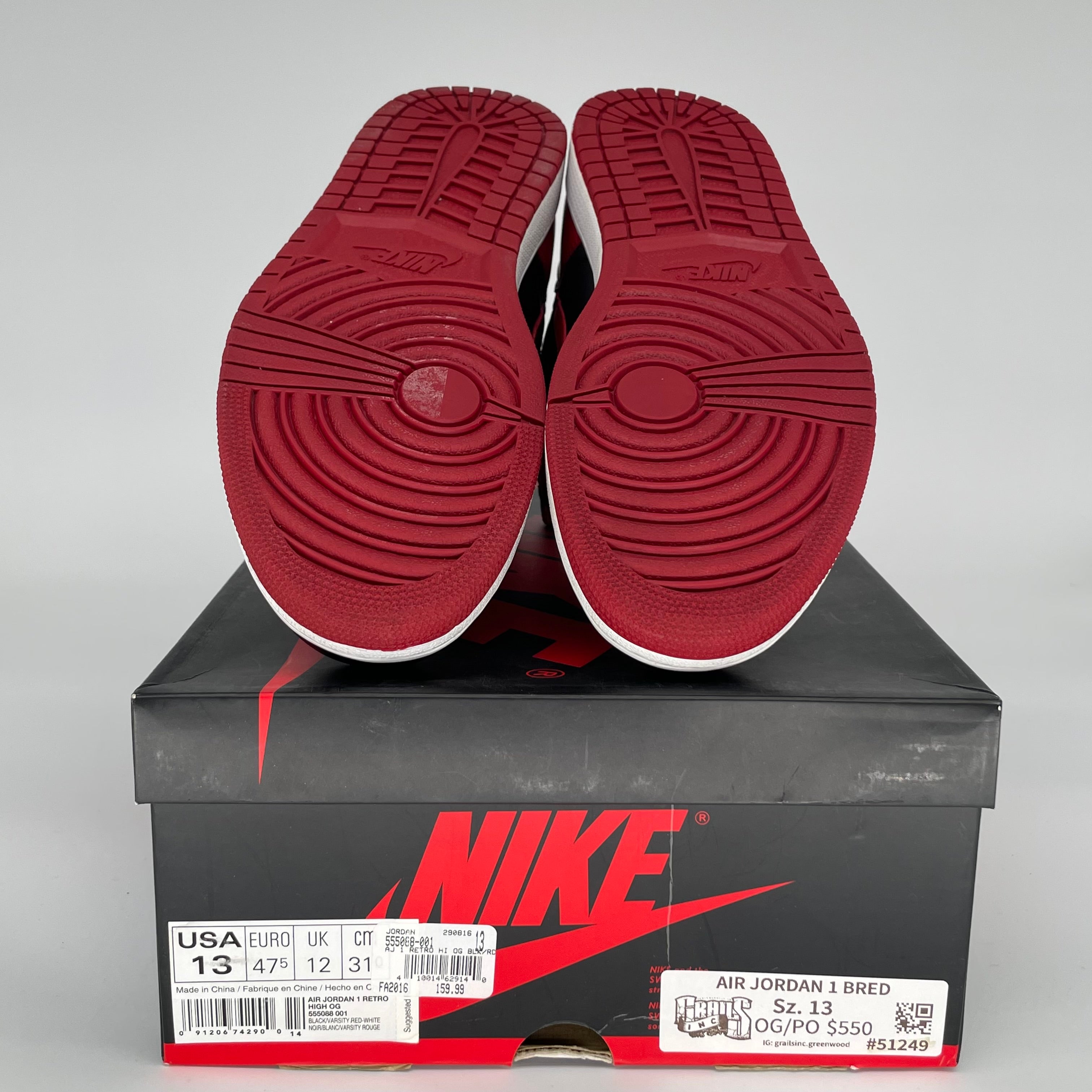 AIR JORDAN 1 BRED SIZE 13 555088-001