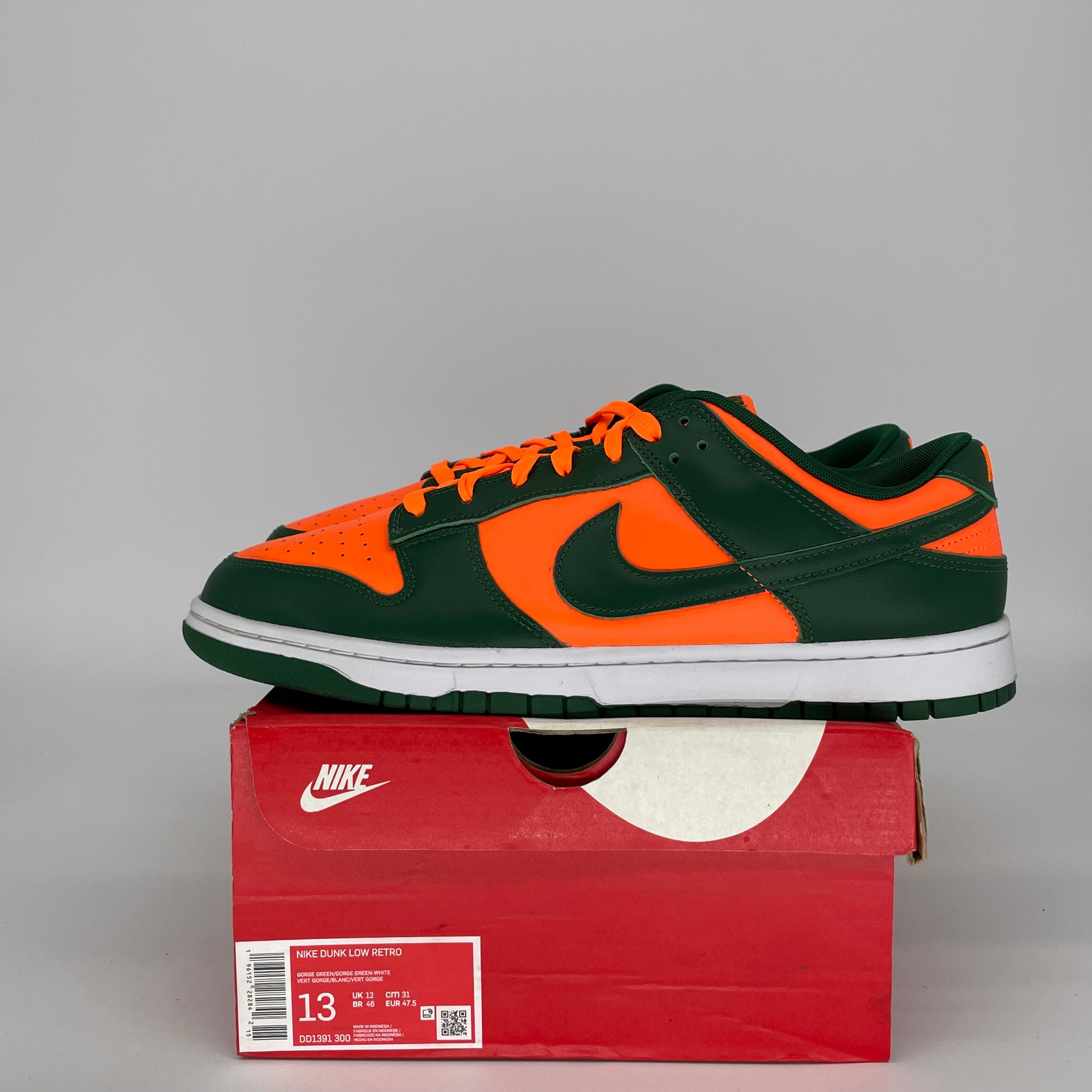 NIKE DUNK LOW MIAMI HURRICANES SIZE 13 DD1391-300