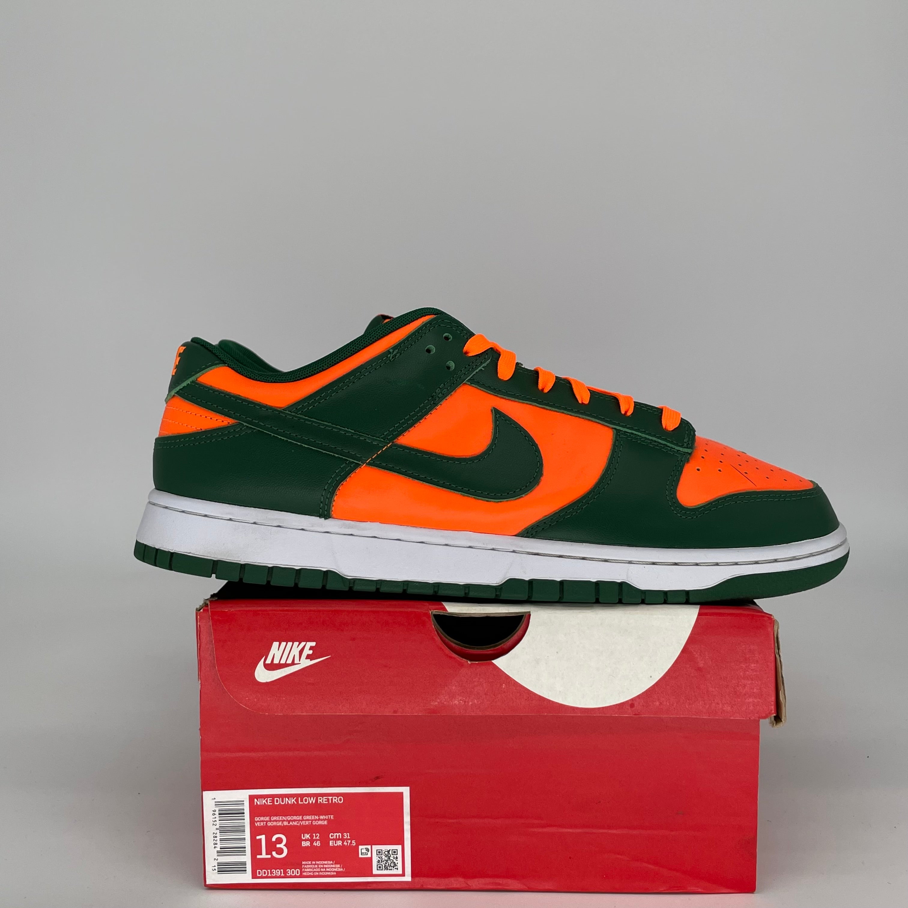 NIKE DUNK LOW MIAMI HURRICANES SIZE 13 DD1391-300