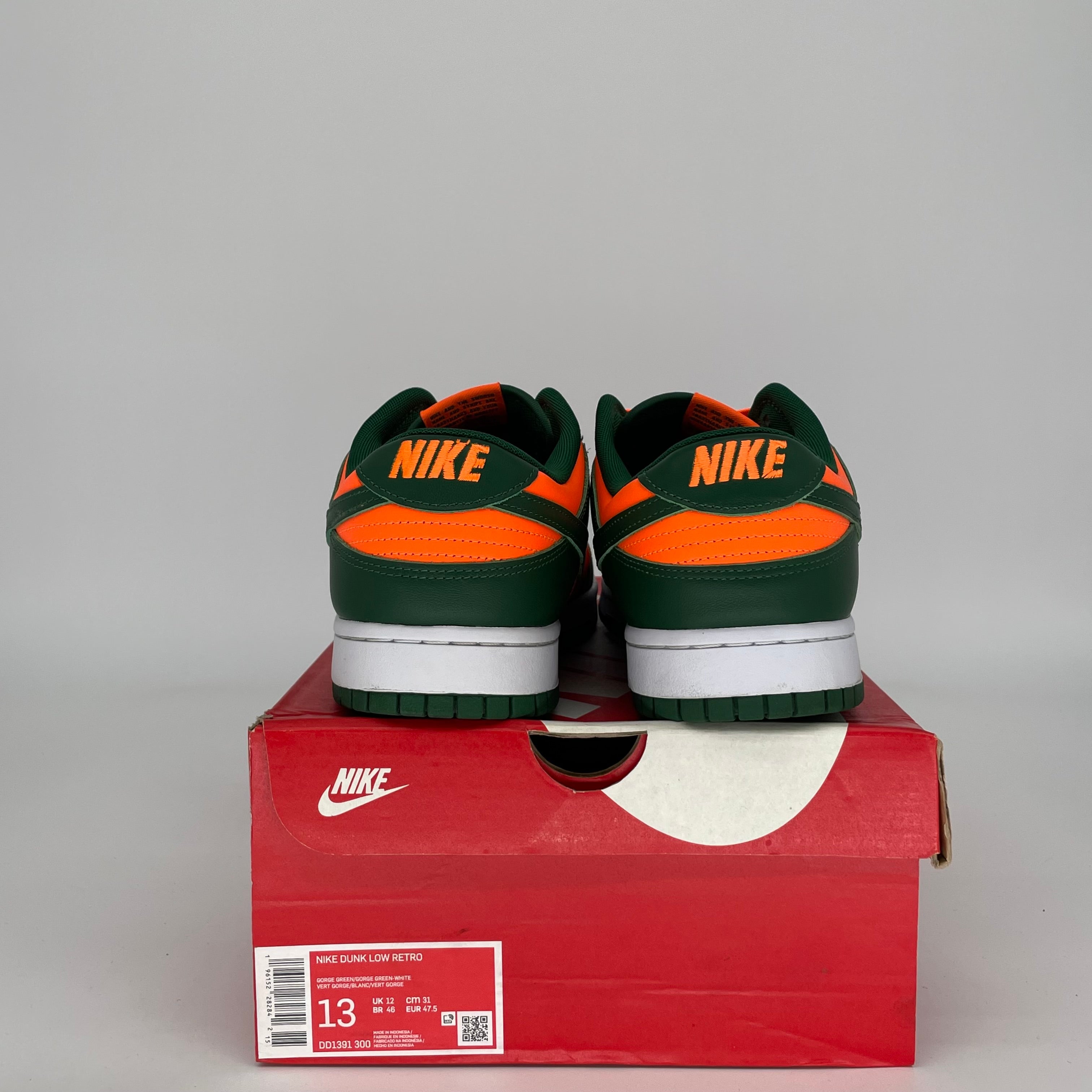 NIKE DUNK LOW MIAMI HURRICANES SIZE 13 DD1391-300