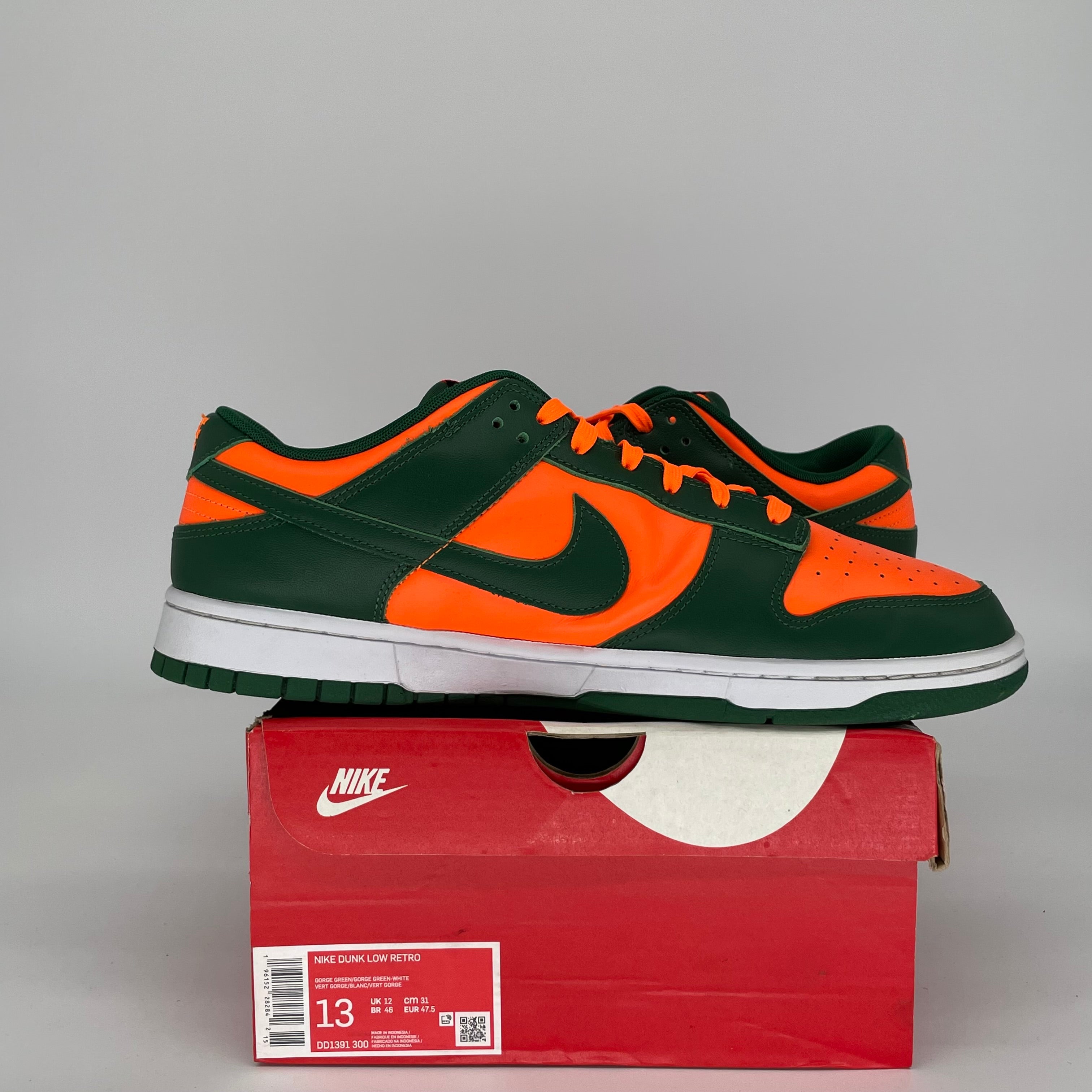 NIKE DUNK LOW MIAMI HURRICANES SIZE 13 DD1391-300