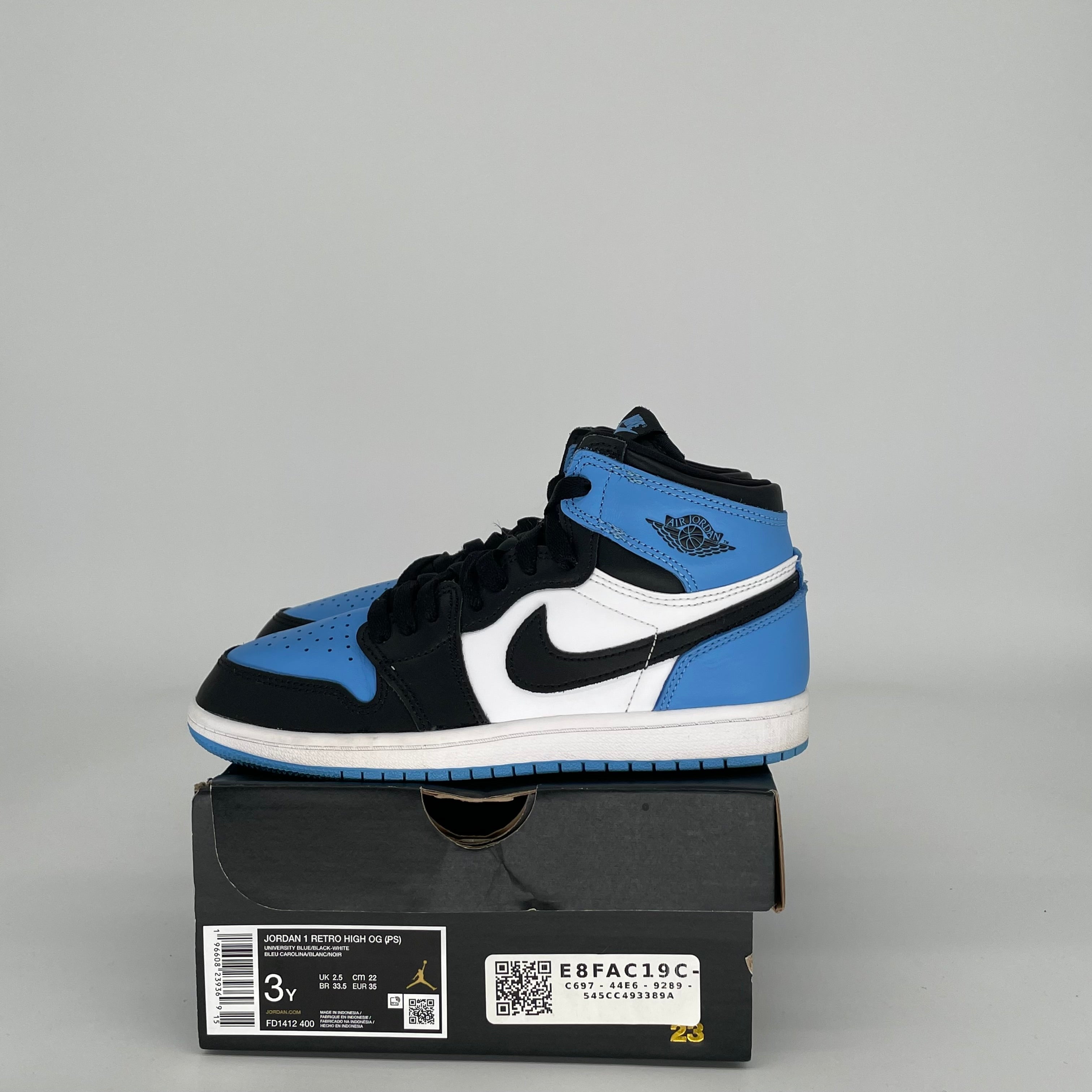 AIR JORDAN 1 UNC TOE SIZE 3Y FD1412-400