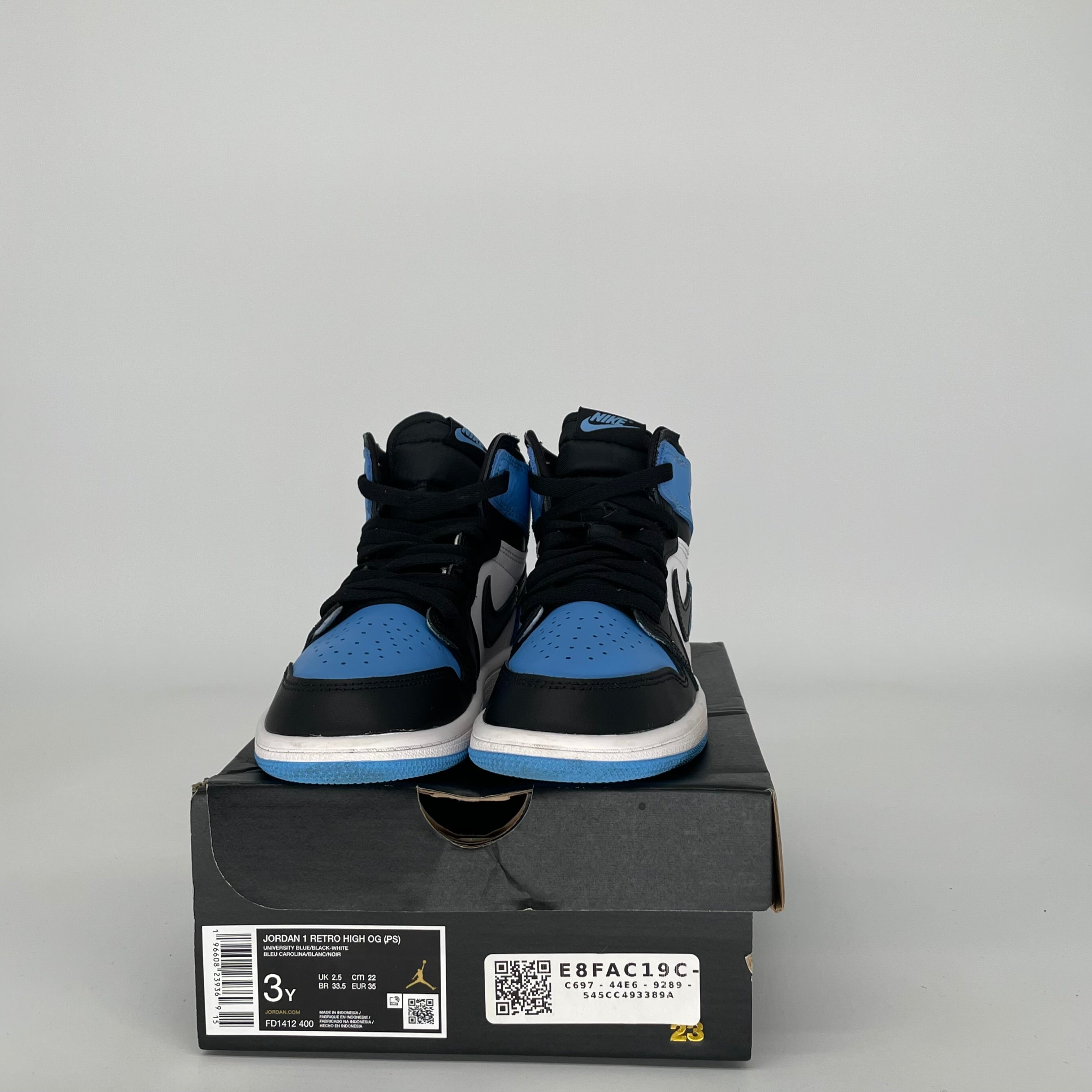 AIR JORDAN 1 UNC TOE SIZE 3Y FD1412-400