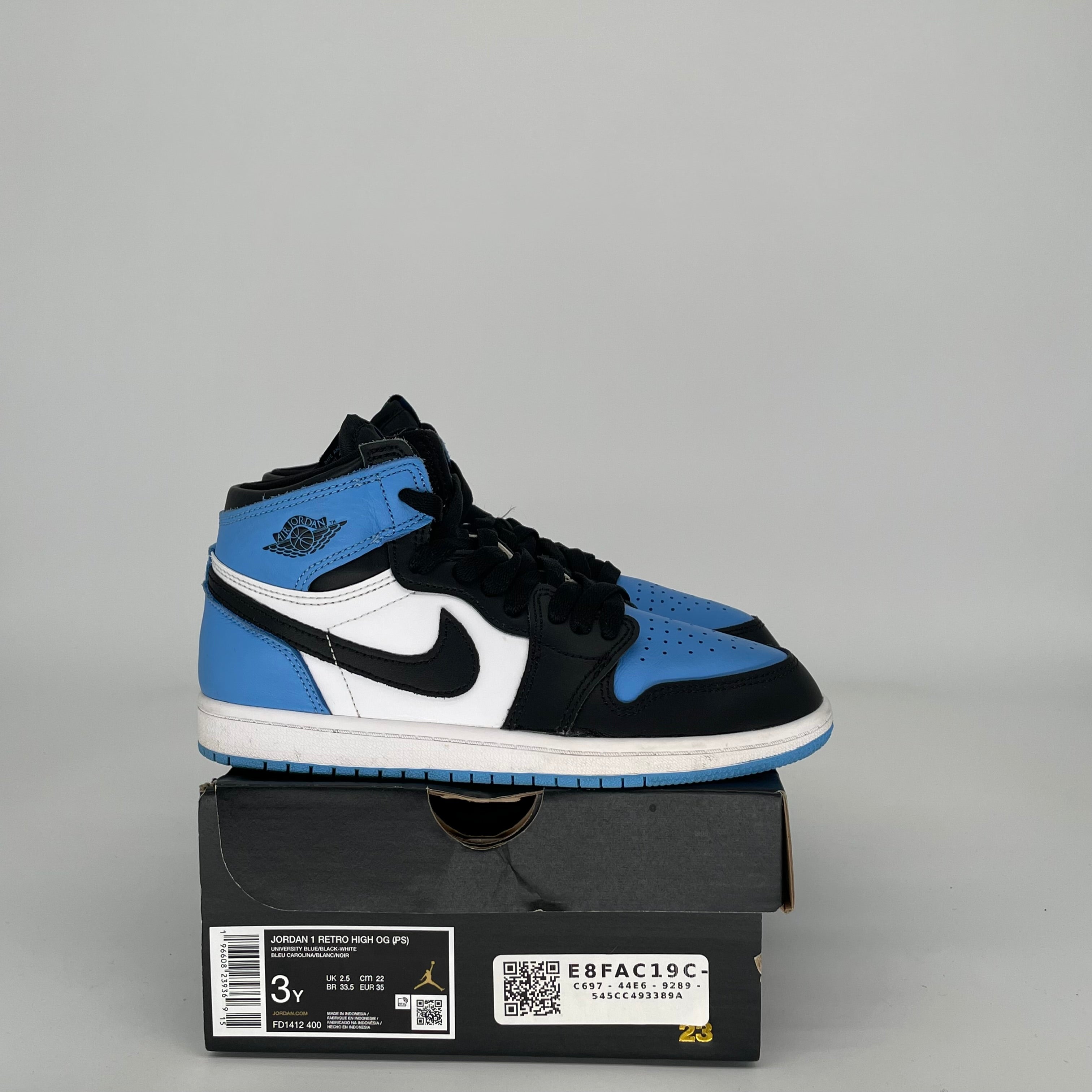 AIR JORDAN 1 UNC TOE SIZE 3Y FD1412-400