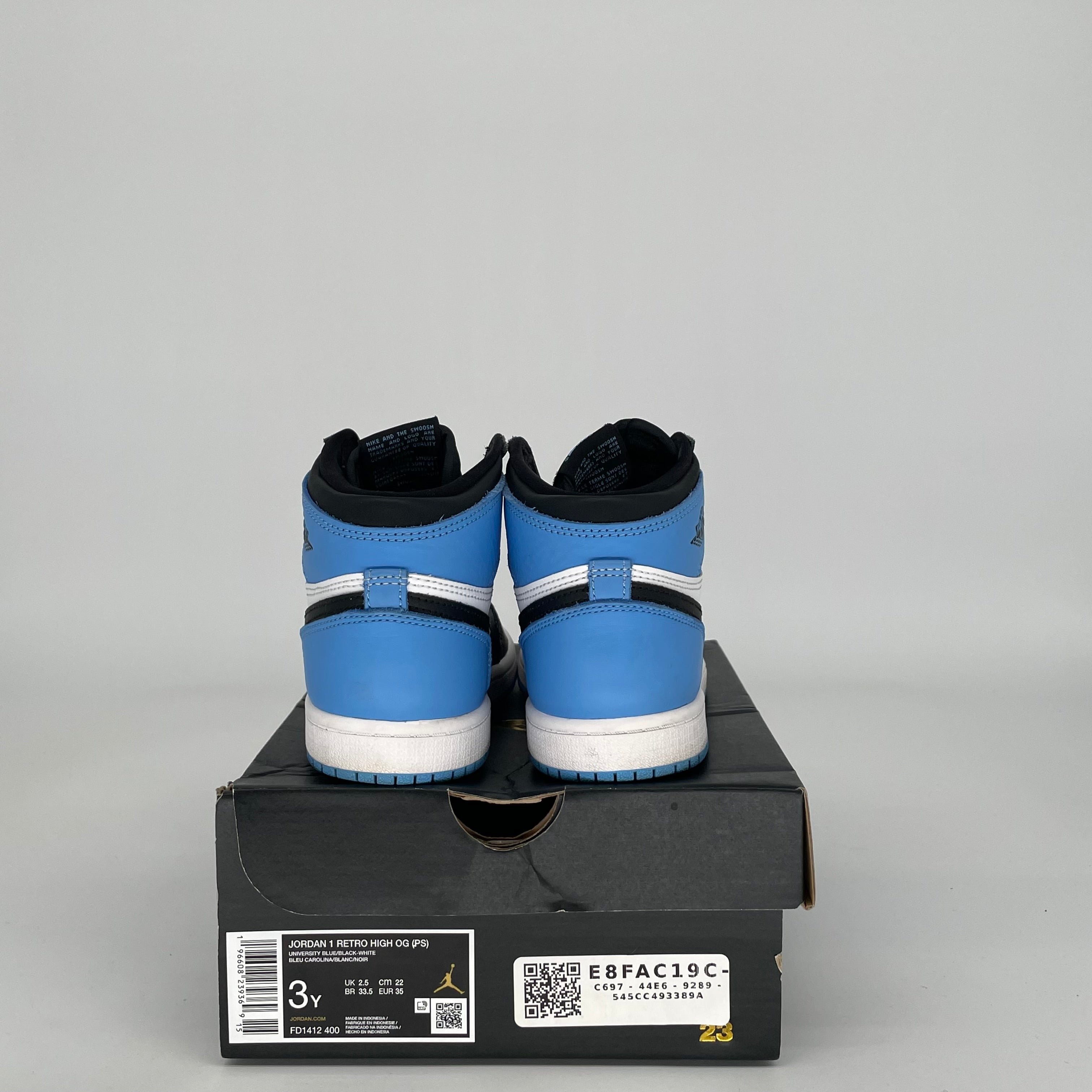 AIR JORDAN 1 UNC TOE SIZE 3Y FD1412-400