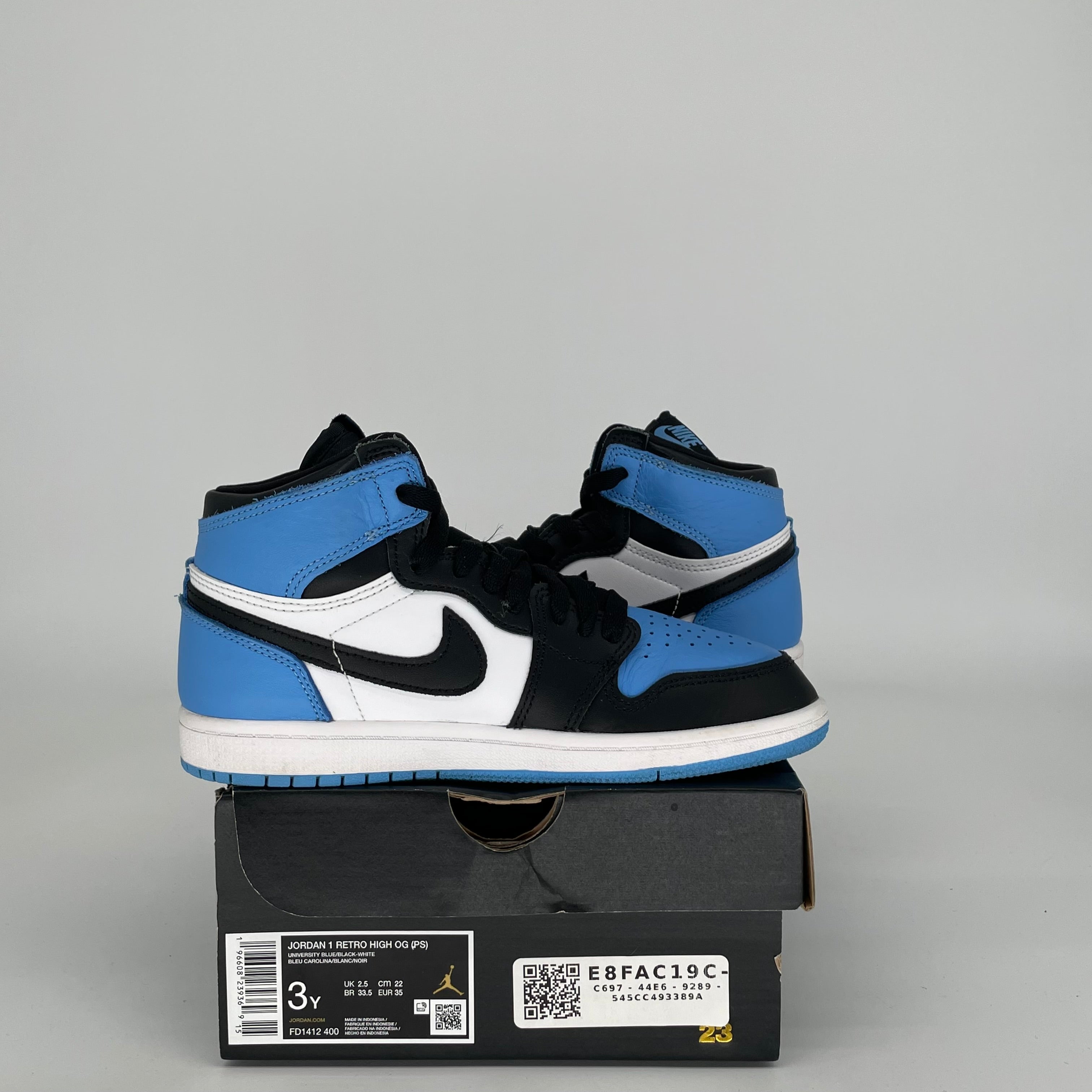 AIR JORDAN 1 UNC TOE SIZE 3Y FD1412-400