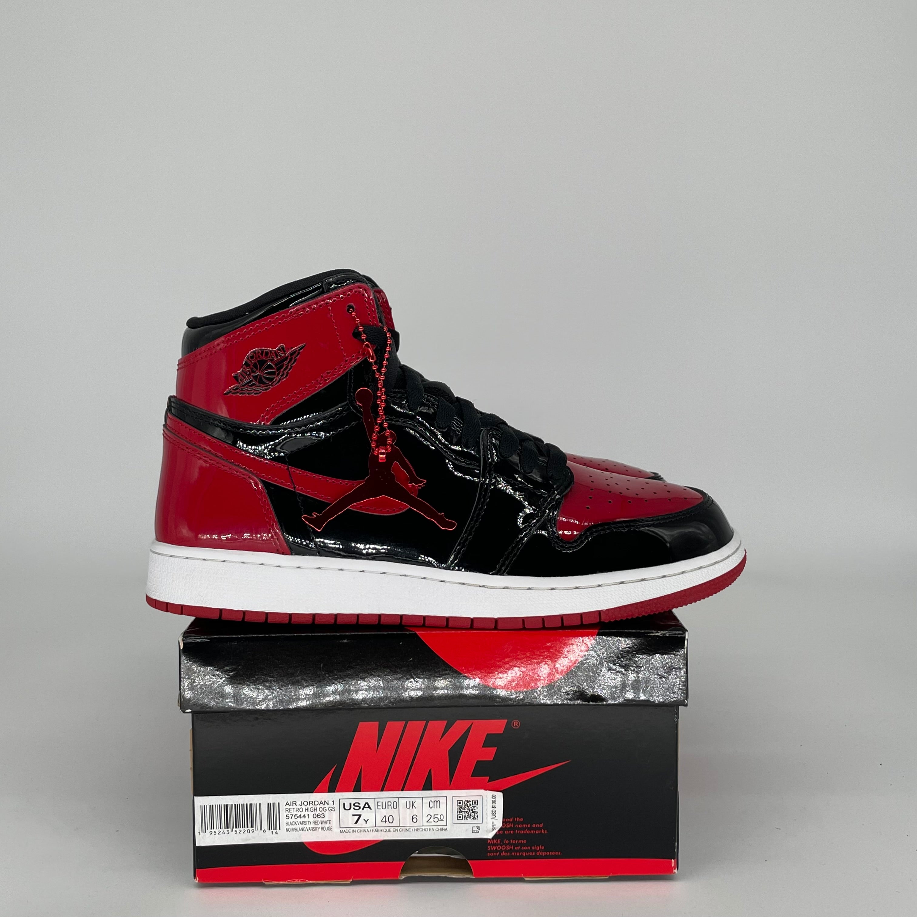 AIR JORDAN 1 PATENT BRED SIZE 7Y 575441-063