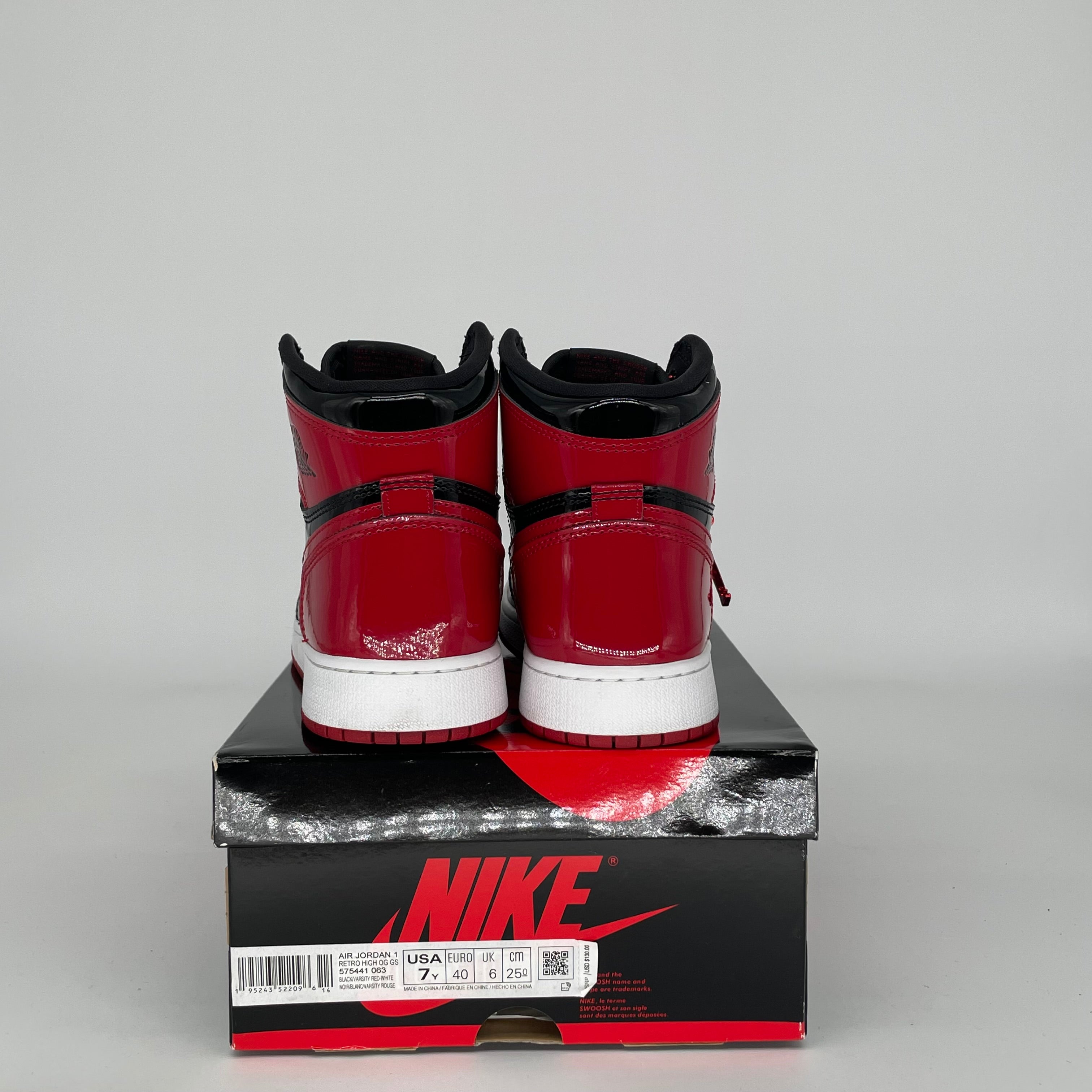 AIR JORDAN 1 PATENT BRED SIZE 7Y 575441-063